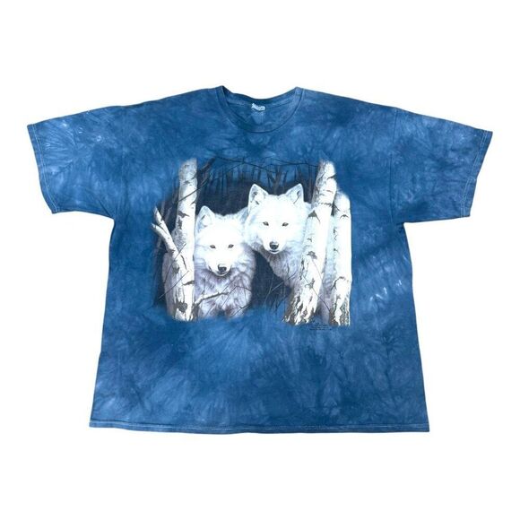 The Mountain Arctic Wolves Tie-Dye Short Sleeve T-Shirt 2XL XXL Blue Graphic Tee - Picture 1 of 6